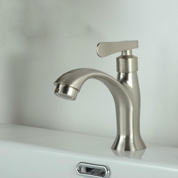 

bathroom sink faucets g1/2" basin zinc alloy brushed faucet single handle deck old-fashioned cold torneira
