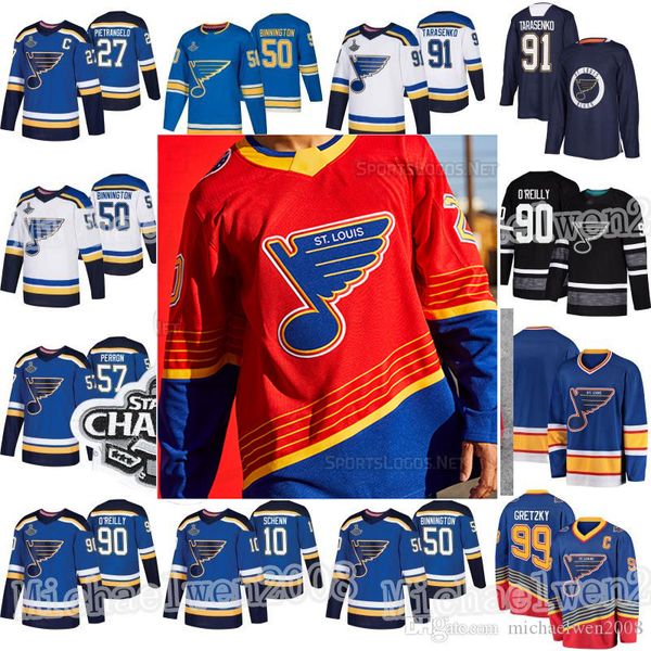 

st. louis blues 2021 reverse retro 90s retro binnington ryan o'reilly vladimir tarasenko alex pietrangelo schenn perron jersey, Black;red
