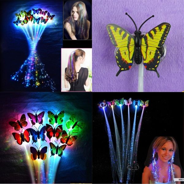 

butterfly optical fiber plait led light up toys flash braid seven colors flash pigtail birthday party cheer selling 0 85xq j1