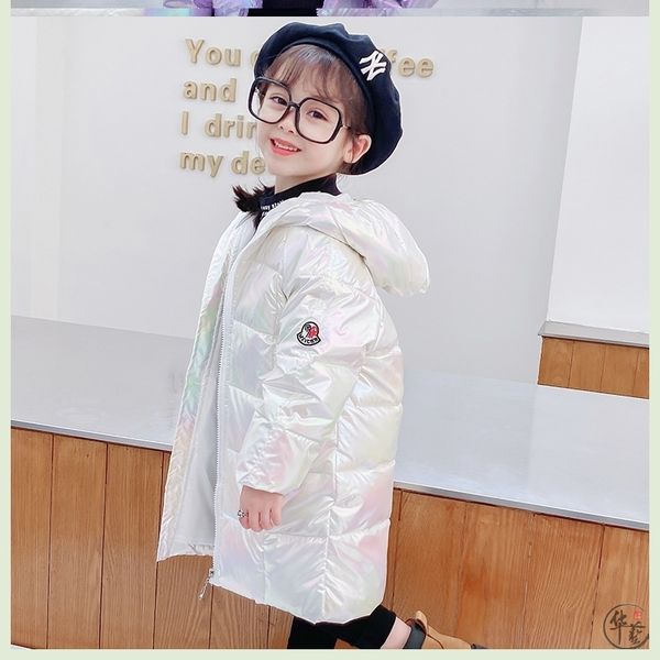 

children's down jacket girls' winter medium long cotton padded clothes, Blue;gray