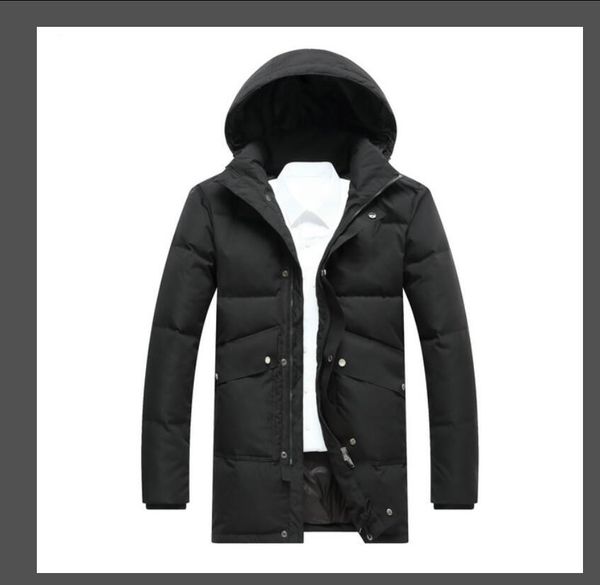 

mens winter jacket coat windbreaker white duck down thick warm hooded parka puffer jacket casual fashion winter jacket size m, Black