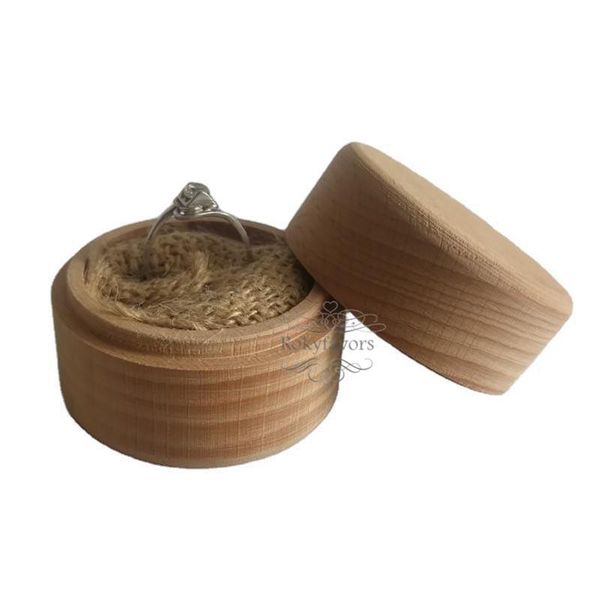 

gift wrap 50pcs 2inch beech wood mini round storage box retro vintage ring for wedding natural wooden jewelry case party shower