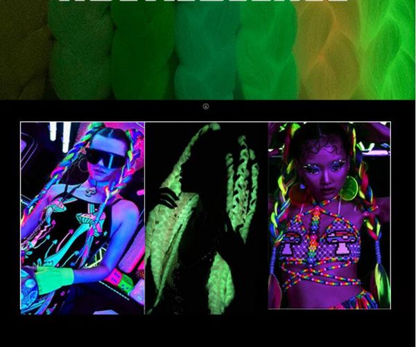 

europe and the united states the new 24-inch big braid synthetic braid noctilucent fluorescence, Black