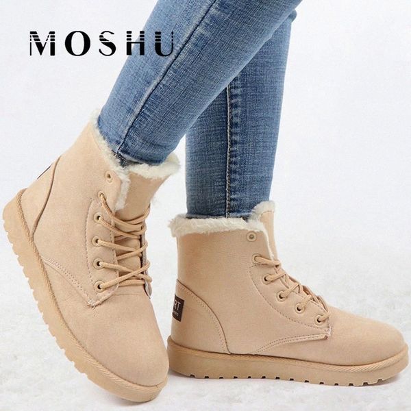 

women winter boots suede snow bottes ankle boots female for women warm plush shoes woman round toe botas mujer #e92o, Black