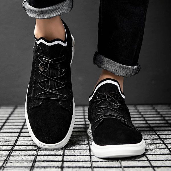 

2019 spring autumn classic genuine leather men shoes casual korean version sneakers for male comfortable shoe footwear, Black