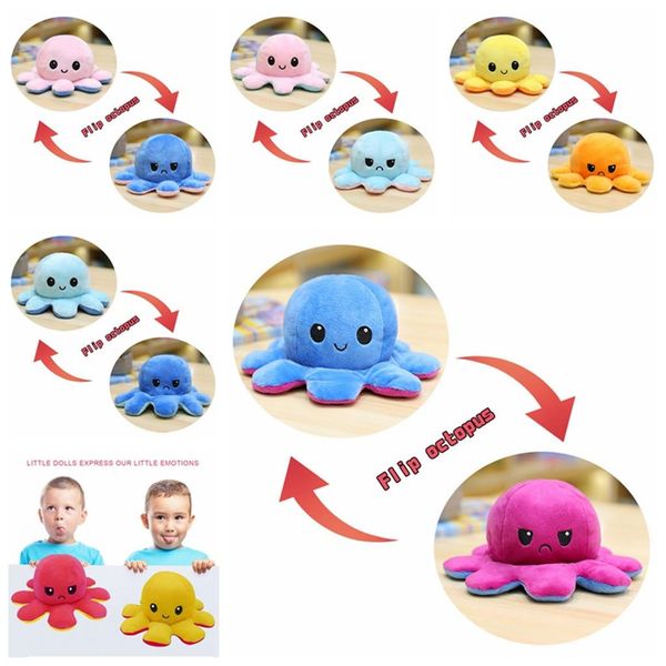 

большая смешная эмоция emotion octopus кукла двухсторонняя фаршированная игрушка осьминоги обратимые плюшевые игрушки для взрослых детей под