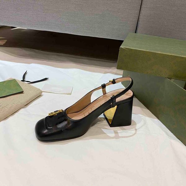 

spring luxury thick heel designer sandals, high heels sandals size 35-40, Black