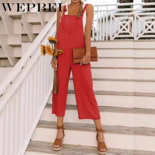 

wepbel overalls spring summer women casual loose solid pockets rompers jumpsuit women wide leg calf-length pants1, Black;white