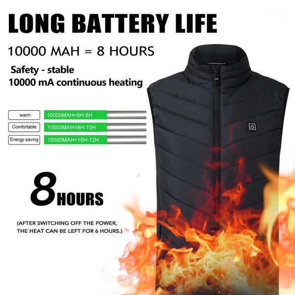 

outdoor t-shirts heated vest jacket electric heating usb coat winter flexible thermal clothing stand-up collar1, Gray;blue