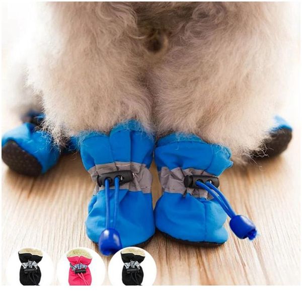 

4pcs antiskid puppy shoes pet protection soft-soled pet dog shoes winter waterproof puppy boots pet supplies dogs p wmthsn