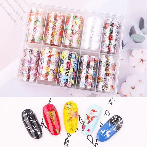 

1 box nail stickers santa claus/starry sky nail art water transfer stickers decals tattoo manicure decor art christmas gift, Black