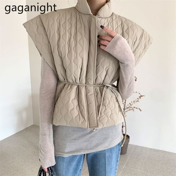 

gaganight fashion women thick vest sleeveless solid outwear zipper casual loose vests korean tanks crop camis dropshipping 201211, Black;white