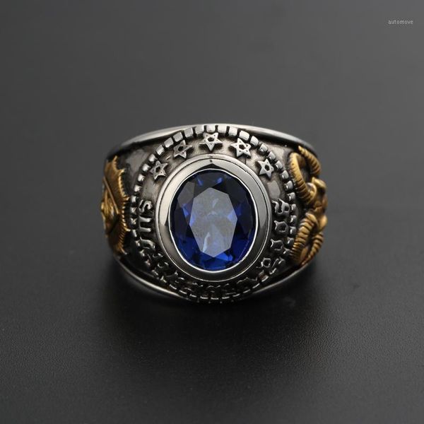 

the eye of god ring s925 pentagram goat head skeleton satan retro 925 sterling silver ring for men dropship, Golden;silver