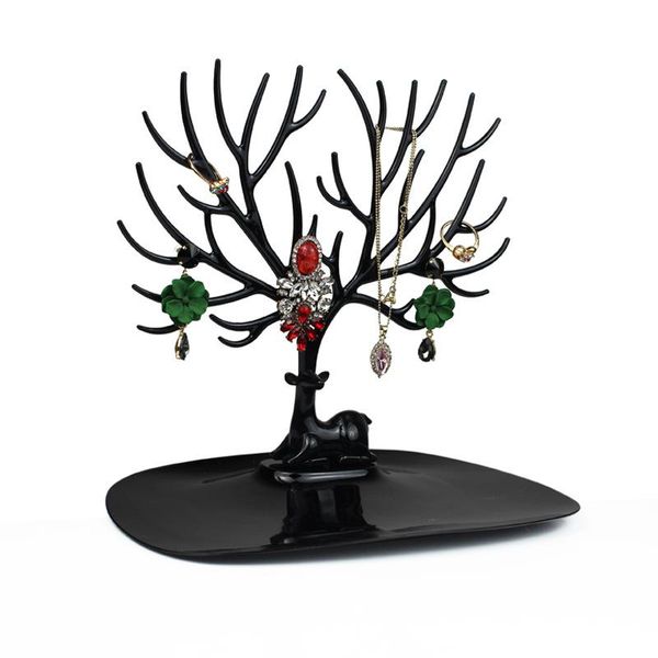 

jewelry tree earrings necklace organizer hanger display stand deer-shaped jewelry stroge rack for home shop decor jl, Pink;blue