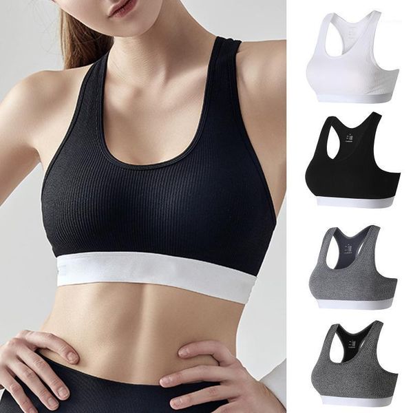 

gym clothing padded racerback sports bras women shockproof running fitness wireless anti-sagging vest-style bra ed8891, White;black