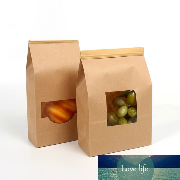 10pcs Fast food Bag Kraft Paper auto-sostegno a grano secco frutta cibo imballaggio snack biscotto popcorn