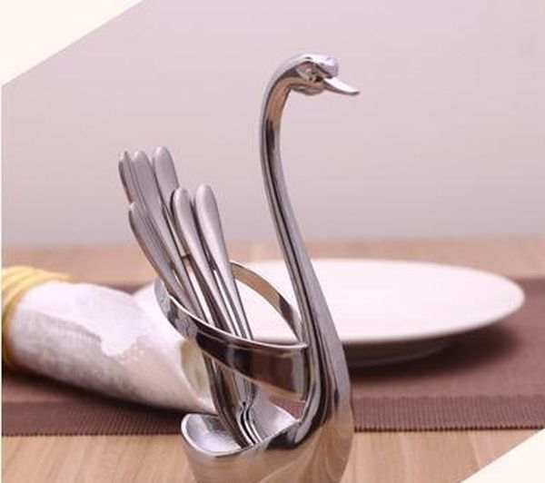 

swan dinnerware spoon fork holder flatware sets kitchen decorate fruit wedding party decoration tableware set k jllcxl mx_home