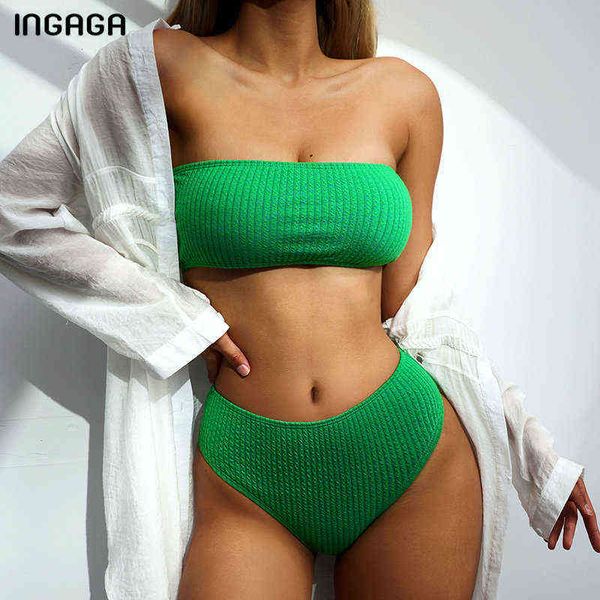 

swimsuit ribbed bikini bandeau swimsuit high waist women's swimwear solid bathing suit brazilian biquinis beach wear new, White;black