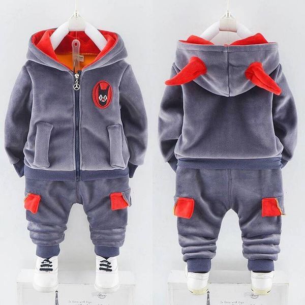 

children's wear boys girls sports leisure children spring and autumn winter plush thickened baby double face velvet suit fashion, White