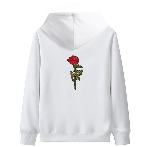 

men hoodies sweatshirt sudaderas hombre simple rose embroidery hoodie sweat homme drop shipping good quality man clothes, Black