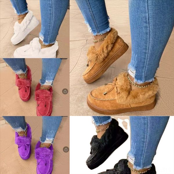 

rmvve size womens fur slippers winter shoes mop cotton yarn plus snow boots velvet big fashion home slippers pantufa cotton women indoor, Black