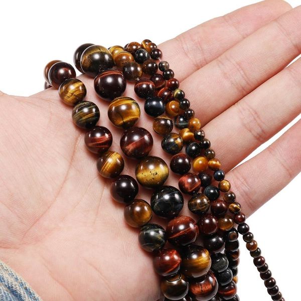 

1strand lot 4 6 8 10 12mm natural stone multicolor tiger eye agat round beads loose spacer bead for jewelry making diy h jllxyg