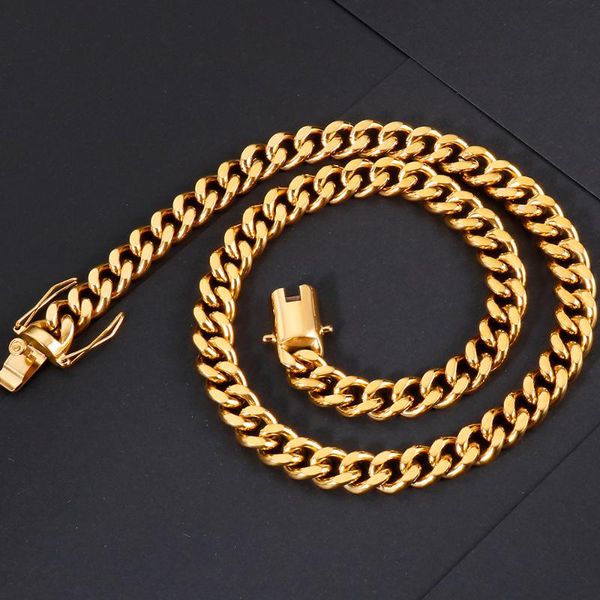

chains punk 11mm wide miami cuban chain choker necklace for men gold on neck collar statement hip hop boys jewelry drop, Silver