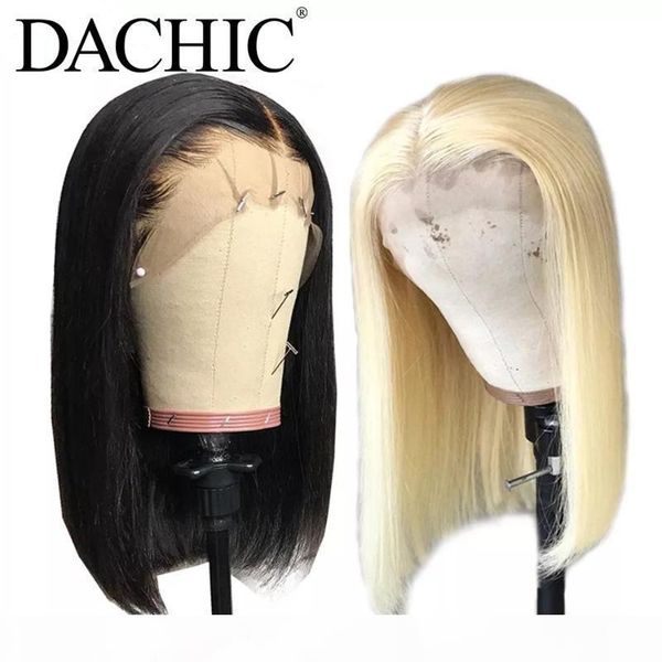 

613 blonde and 1b natural black bob wigs lace frontal remy human hair wigs short bleached knots glueless bob, Black;brown