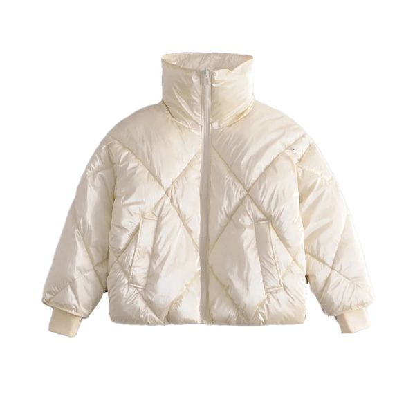 

2021 new fashion coat solid collar warm down diamond check oversized winter female jacket parkas mujer, Black