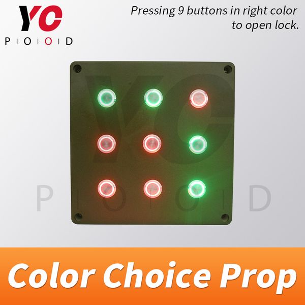 

color choice prop escape room game prop press the button in correct color to open lock