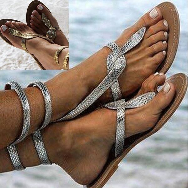 

women sandals snake gladiator sandals women casual summer shoes female flat zip plus size 35-43 beach shoes1, Black