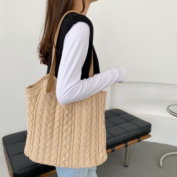 

shoulder bags winter japanese harajuku women handbags korean ladies bag thick woolen yarn knitting youth middle messenge