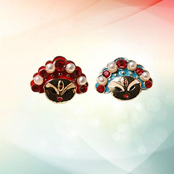 

dangle & chandelier 1 pair chinese style earring peking opera mask design ear stud exquisite jewelry for woman, Silver