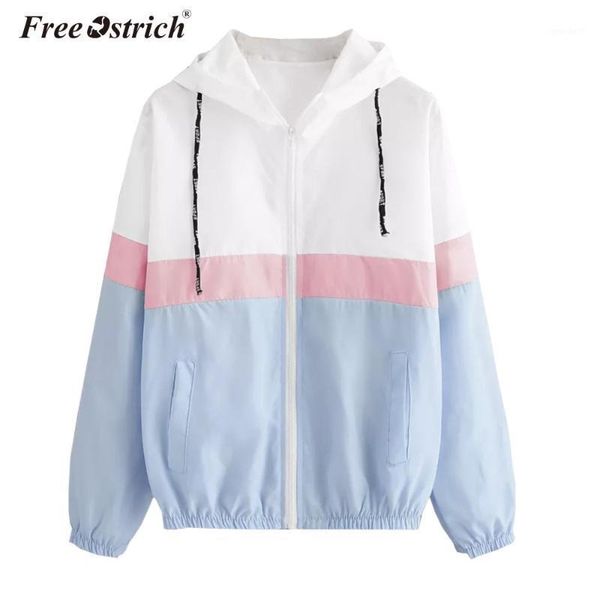 

ostrich spring autumn fashion hooded windbreaker jacket zipper pockets casual long sleeves feminino coats outwear n301, Black;brown
