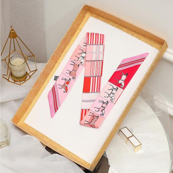 

женщины silk skinny sharf сумка галстука шеи лента роскошные печать длинные волосы шарвы головной главные украшения леди аксессуары jllppd b, Blue;gray