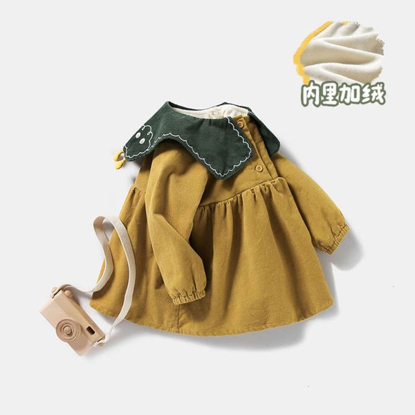 

foreign girls' drs winter autumn and sle 2020 new plush princs girl baby thickened corduroy skirt, Red;yellow