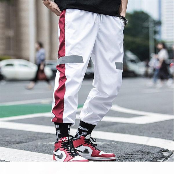 

men vogue jogger dance track pants streetwear loose side striped hip pop pants sportwear baggy cargo pants slacks trousers man d18122701, Black