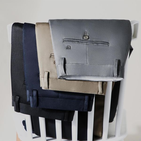 

classic jacquard comfortable modal fit thick casual pants 2020 autumn winter brand clothing business gentleman men's trousers, Black