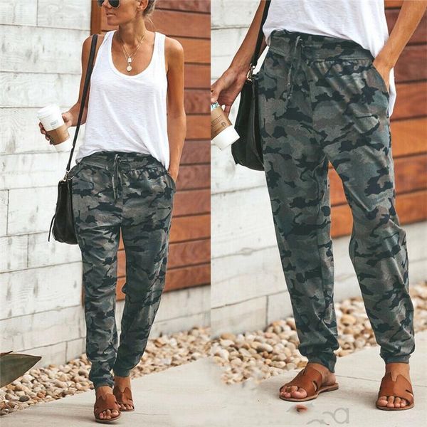 

new fashion women camo cargo high waist pants trousers army military combat camouflage long pants ladies fashion cargo pants, Black;white