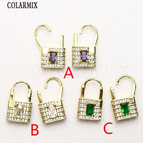 

stud 5 pairs lock earrings hook jewelry fashion for women mix colors crystal jewels 51046, Golden;silver