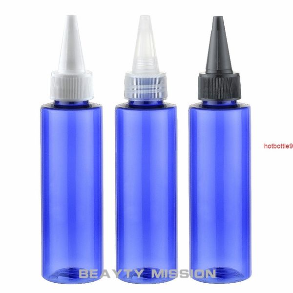 BEAUTY MISSION 48 bottiglie di plastica rotonde blu vuote da 100 ml con tappo superiore a bocca appuntita, contenitori per alimenti in PET fai-da-te, buona qualità