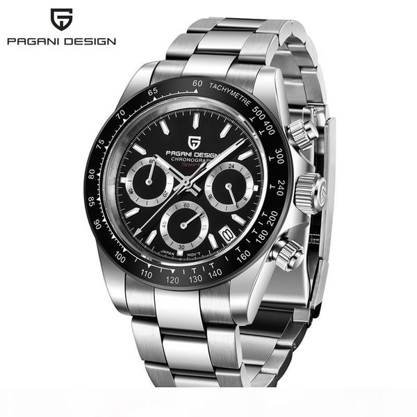 

pagani design men watch chronograph multifunctional stainless steel business quartz wristwatch relogio masculino vk63, Slivery;brown