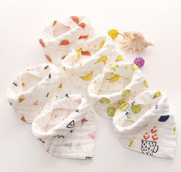 

baby bibs cartoons ins bibs burp cloths foral printed cotton 8 layer bibs bandana infant saliva cloth triangle towel bbyqda bde_luck