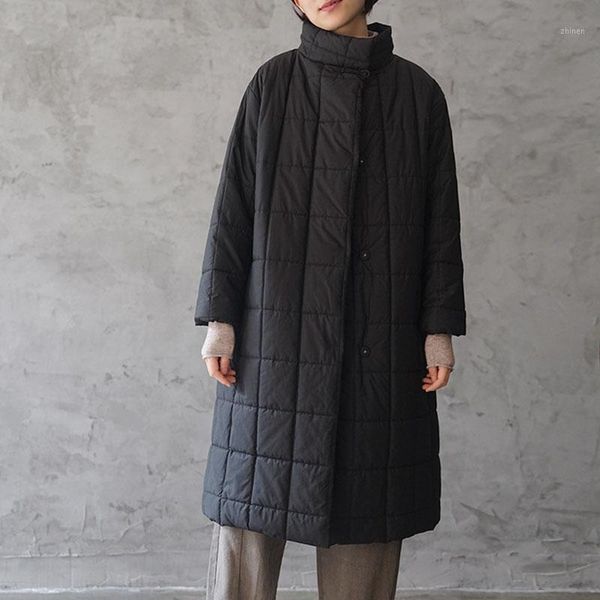 

johnature loose leisure fashion all-match 5 color winter thick warm cotton jacket 2019 new comfortable plus size women long coat1, Black