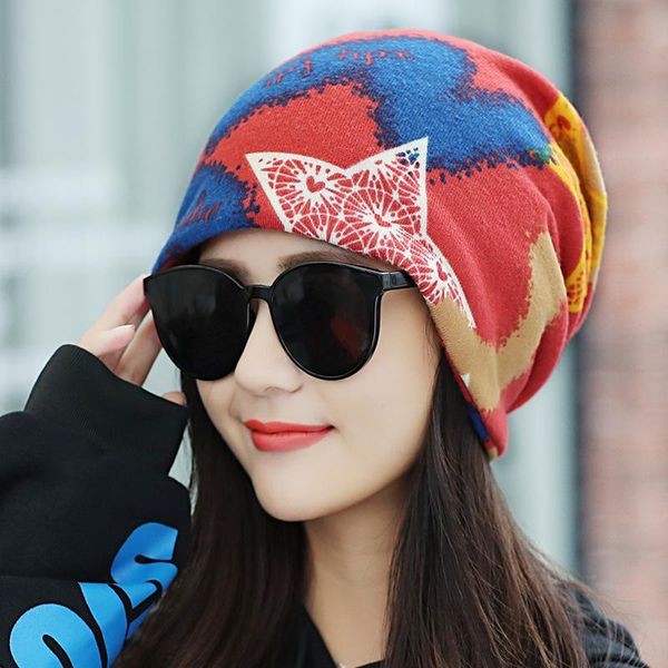 

beanie/skull caps 2021 winter warm hats for women casual stacking knitted bonnet men printed color hip hop skullies female beanie, Blue;gray