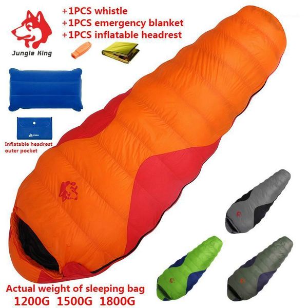 

sleeping bags jungle king winter autumn ultra light mummies down bag outdoor travel camping nylon white1