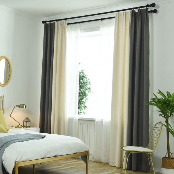 

curtains for bedroom blackout customize finished curtain fabric window two colors stitching living room blinds custom made