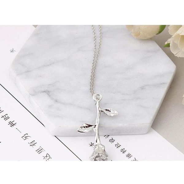

new accessories vintage delicate flowers rose pendant necklace sqcsgd beauty888, Silver