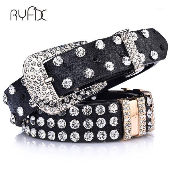 

fashion women's casual rivets full crystal belt ladies retro pu belt with crystal decoration imitation crocodile skin bl2871, Black;brown