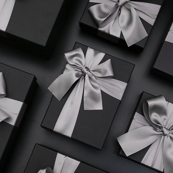 

luxury lipstick perfume packing box birthday wedding gift scarf creative black ribbon present wrapping carton box 1pc